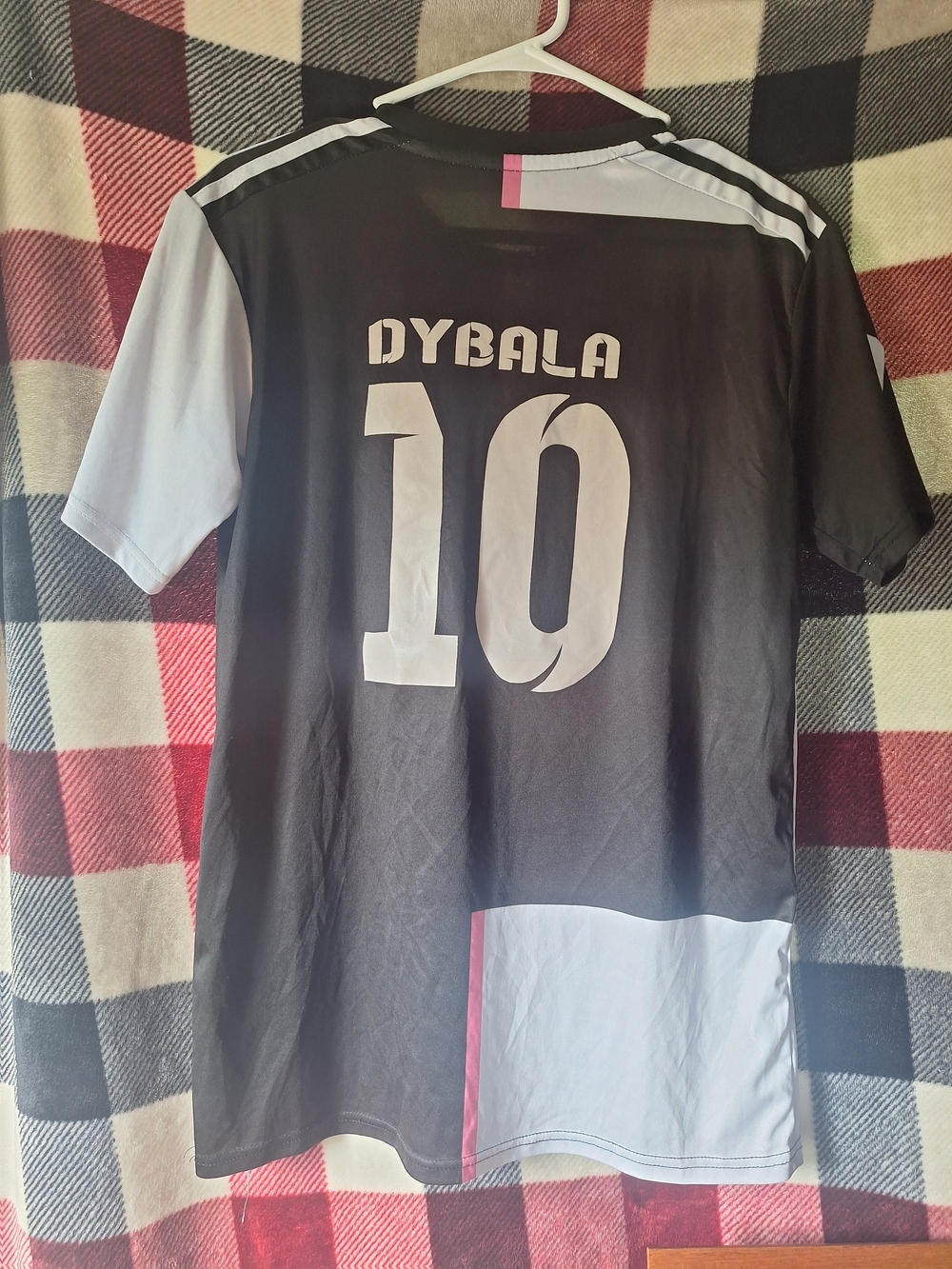 adidas Black and White Dybala #10 Soccer Jersey with Pink Accent